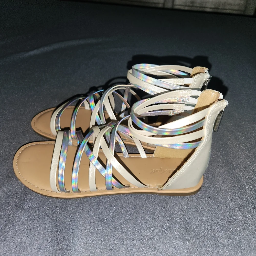 Cat & Jack Strappy Sandals - Silver and Tan